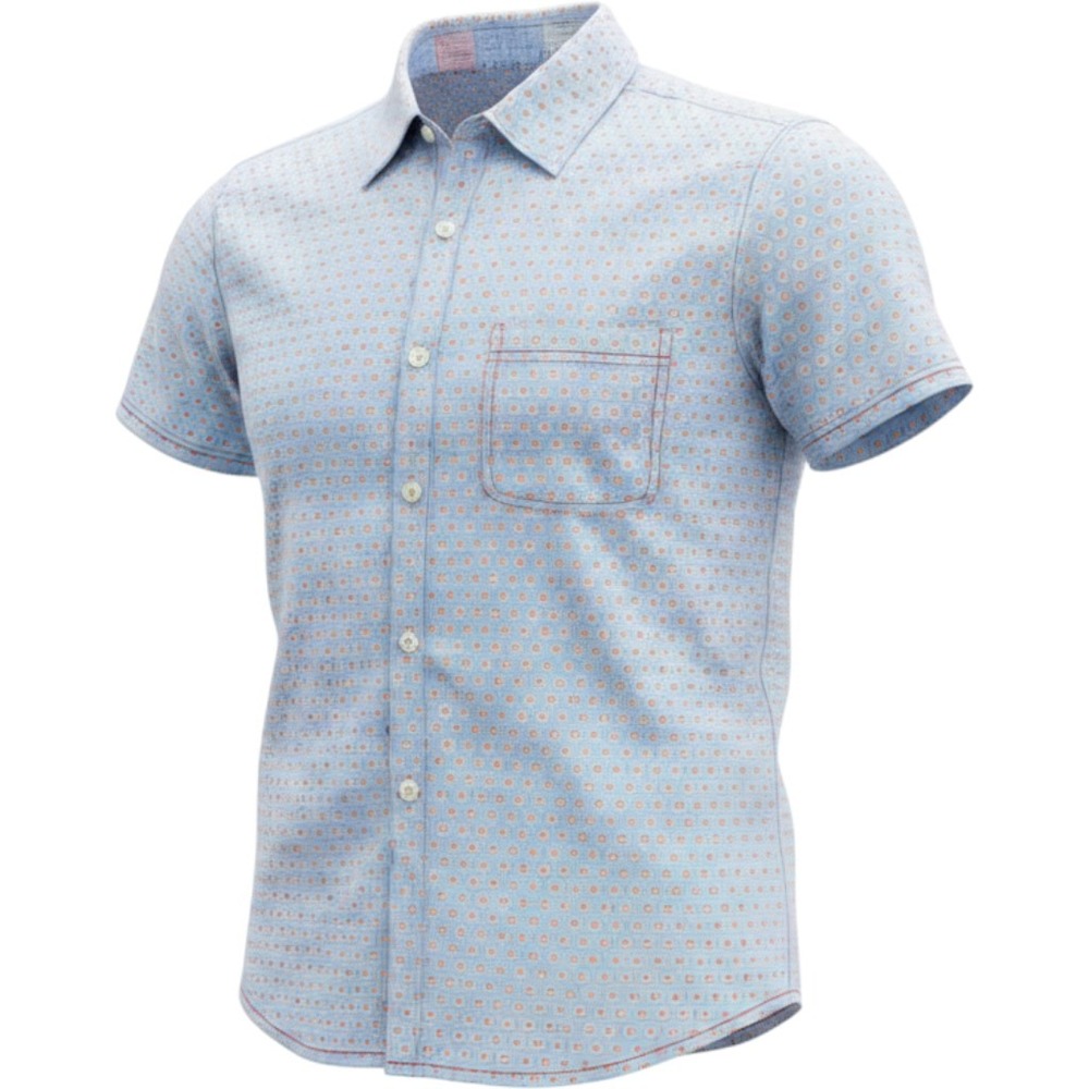 Vintage Italia Mens Short Sleeve Orange Citrus Print Button Down Shirt Blue M
